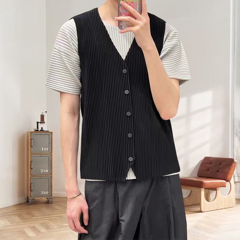 Undershirt Crew Neck - Miyake Pleated Original Undershirt Undershirt Men's