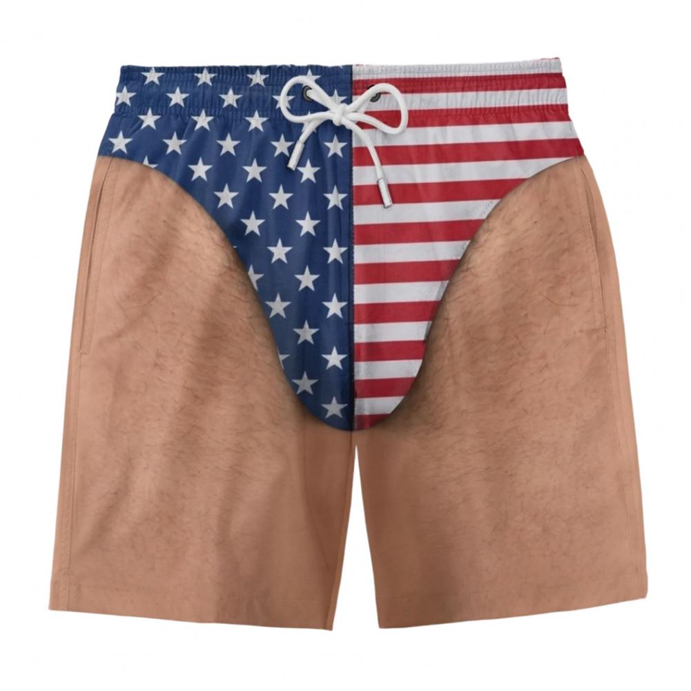American Flag Print Beach Shor - đánh giá và giá Bamboo Fiber Trunk