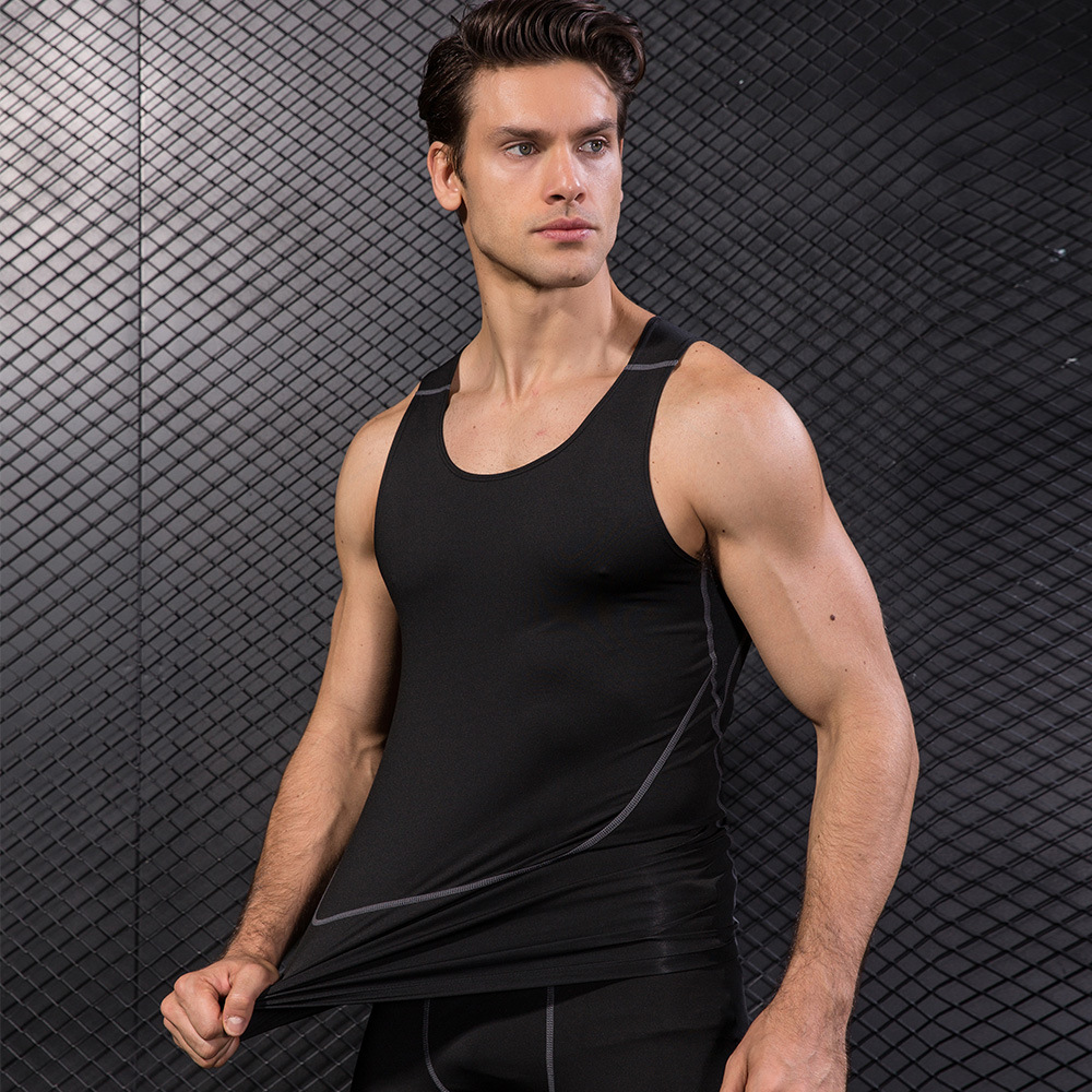 Men Black Sport Skinny Vest Ti - đánh giá và giá T Shirt Tight Fit