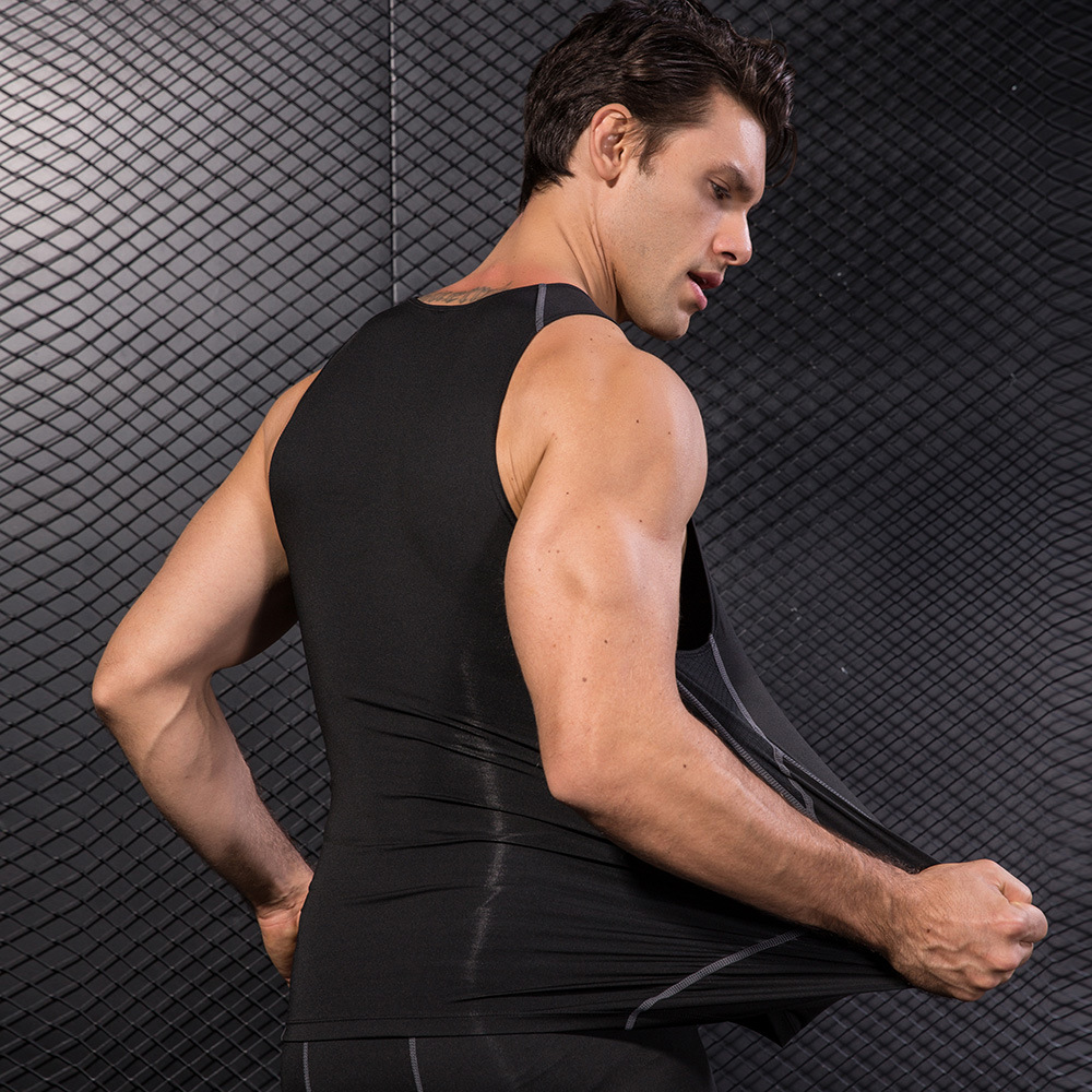 Men Black Sport Skinny Vest Ti - đánh giá và giá T Shirt Tight Fit
