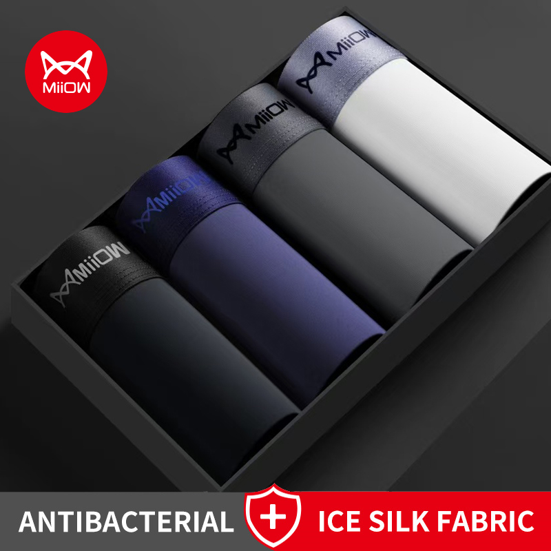 MiiOW 4Pcs Ice Silk Men Boxer  - đánh giá và giá Boxer Shorts Modal