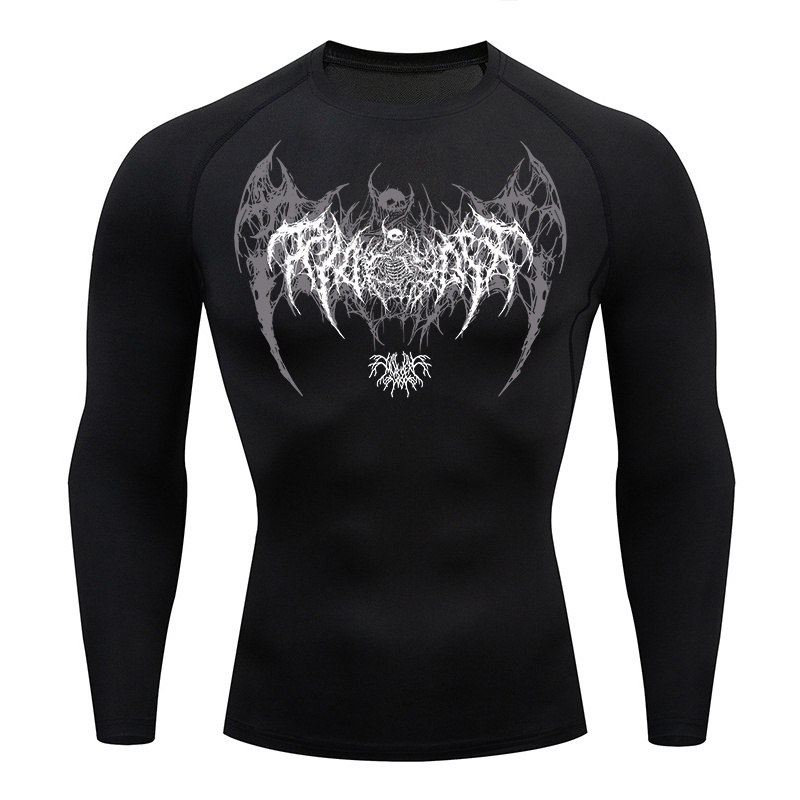 Skull Wings Print Long Sleeve  - đánh giá và giá Base Layer Top