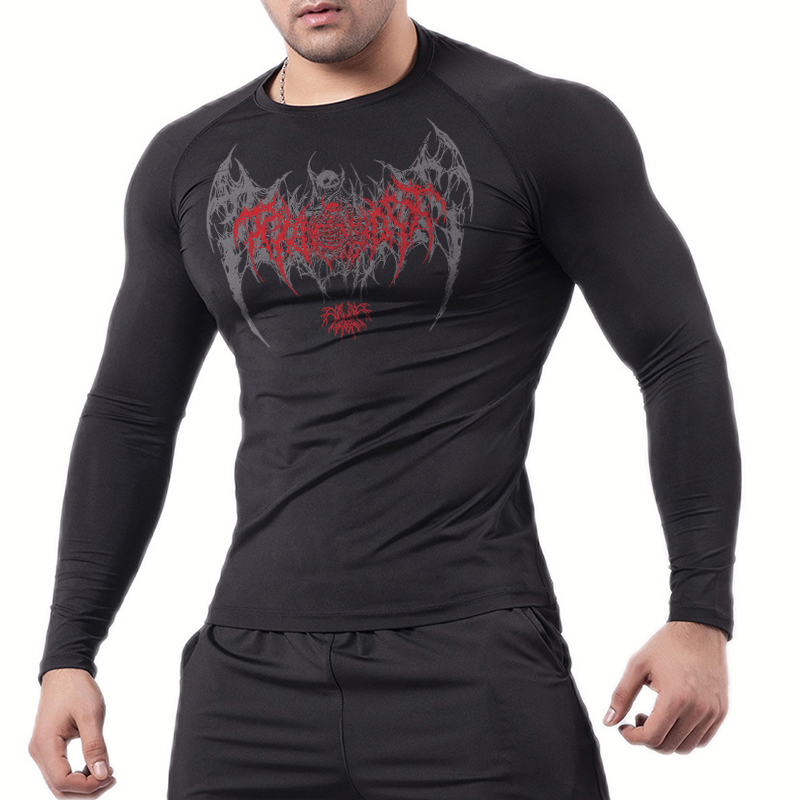 Skull Wings Print Long Sleeve  - đánh giá và giá Base Layer Top