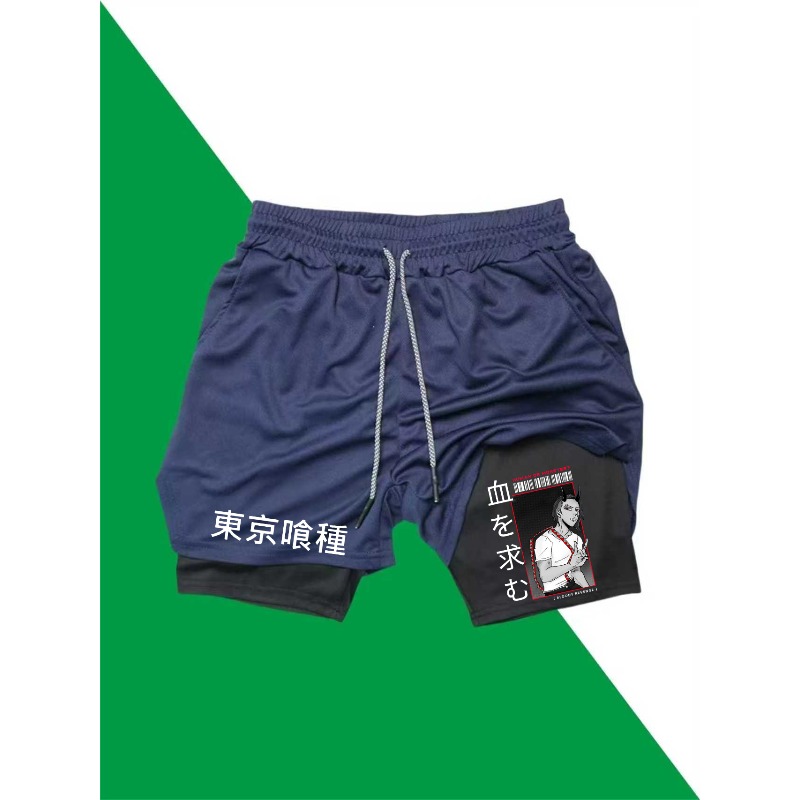Tokyo Ghoul Print 2in1 Running - đánh giá và giá Compression Shorts Athletes