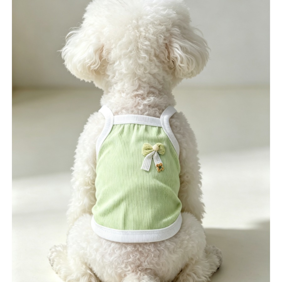 1pc Light Green Ribbed Pet Cam - đánh giá và giá Tank Top Ribbed