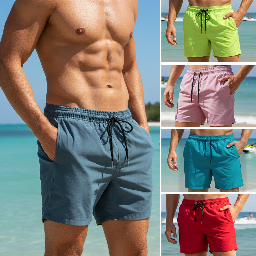 Summer Mens Plain Swim Shorts  - đánh giá và giá Trunk Breathable Men