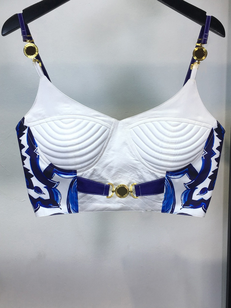 Summer Bohemain Blue And White - đánh giá và giá Suspender Tank Top
