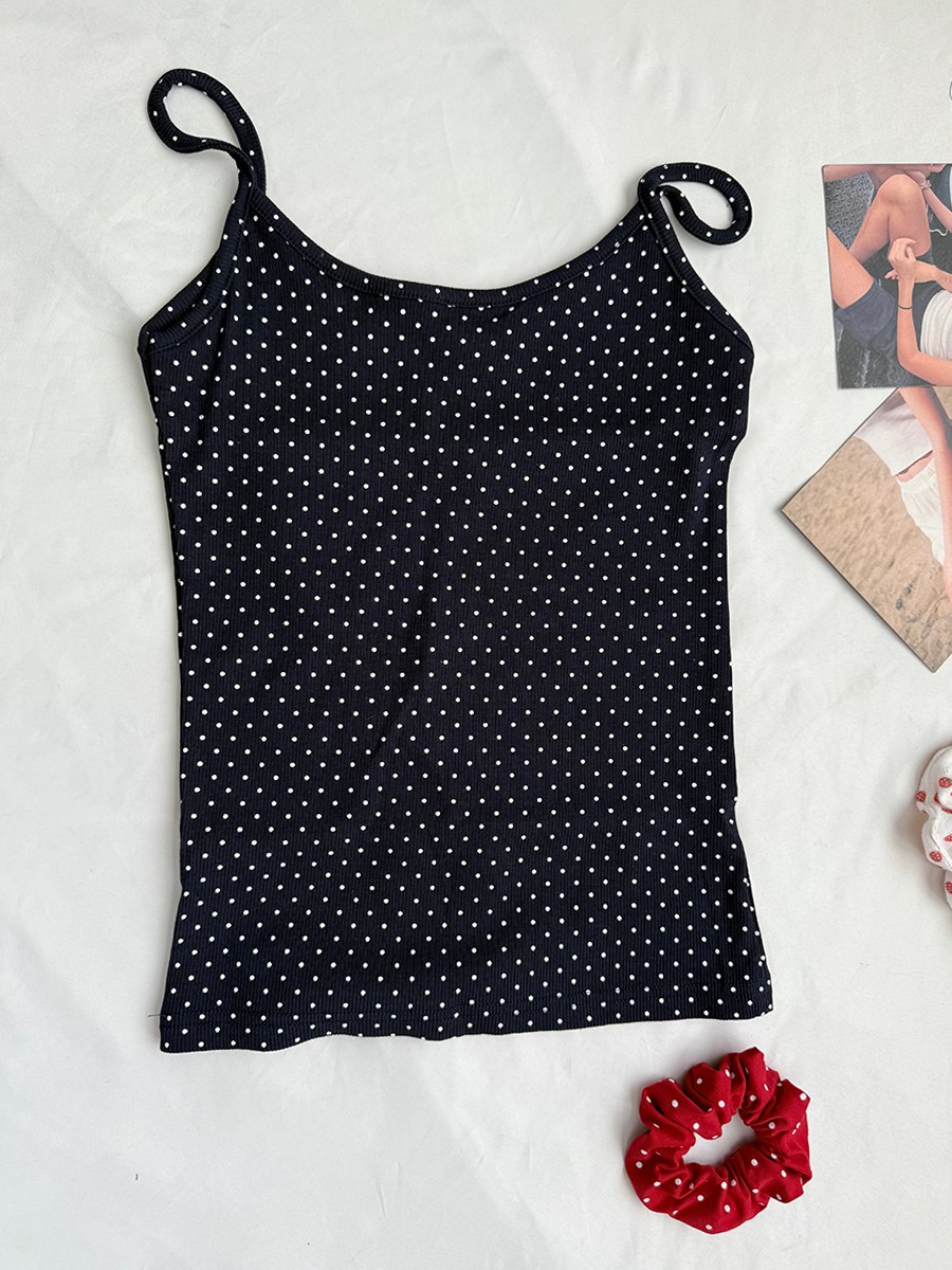 Navy Dot Ribbed Shorts Sets Wo - đánh giá và giá Tank Top Ribbed