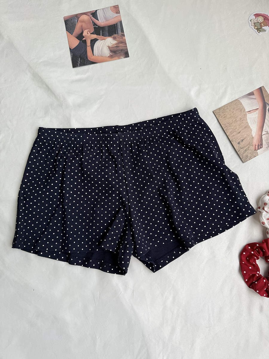 Navy Dot Ribbed Shorts Sets Wo - đánh giá và giá Tank Top Ribbed
