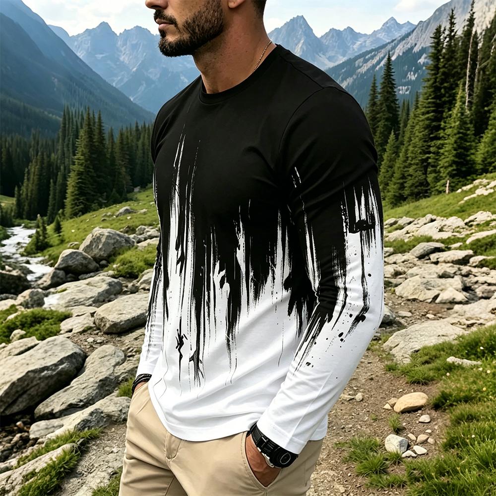 Men's Gradient Ink Splash Long - đánh giá và giá Base Layer Top
